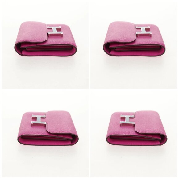 HERMES Constance Compact Wallet Leather Purple pink Auth 142362M - Picture 16 of 16